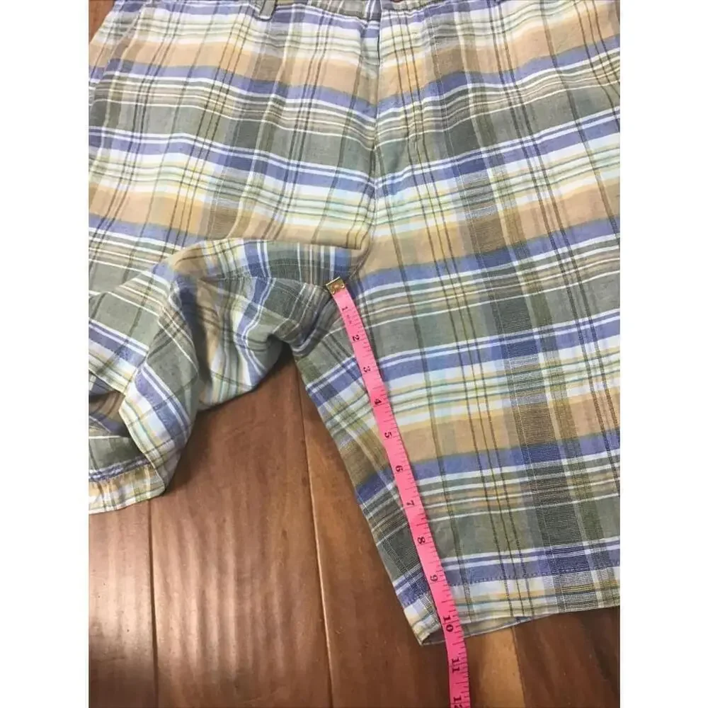 Tommy Bahama Shorts Mens 38 Plaid Golf Preppy Linen Blend Plaid